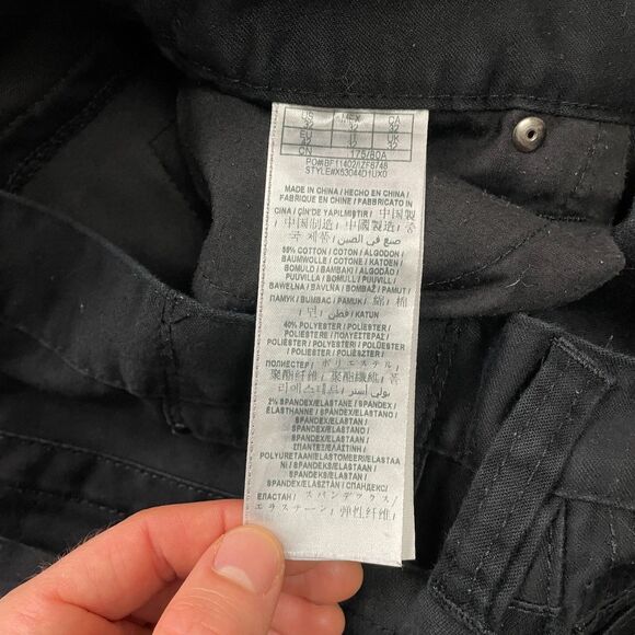 Guess Drexel Skinny Chino Pants Womens 33x26 Black Dark Wash Mid Rise Cotton - Picture 9 of 16